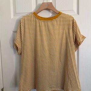 SHEIN Mustard and White Striped Top
